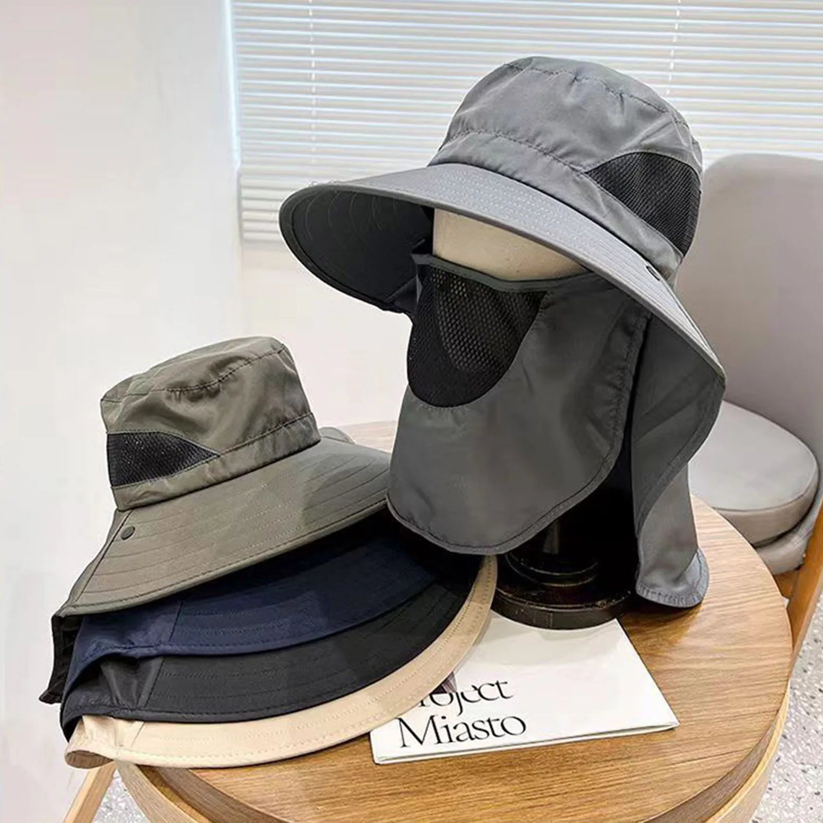 Outdoor Fishing Hat With Neck Flap Uv Protection Foldable Bucket Hats For Men Women Cycling Hiking Wide Brim Summer Sunshade Cap
